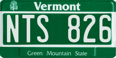 VT license plate NTS826