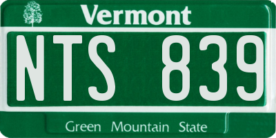 VT license plate NTS839