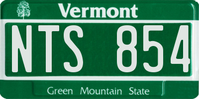 VT license plate NTS854