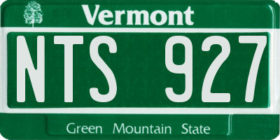 VT license plate NTS927