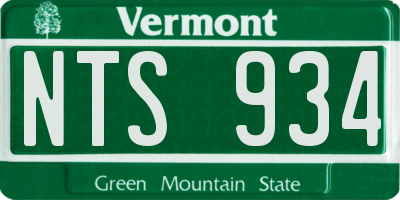 VT license plate NTS934
