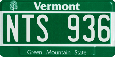 VT license plate NTS936