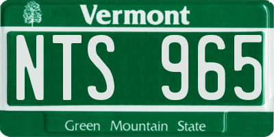 VT license plate NTS965