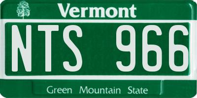 VT license plate NTS966