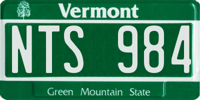 VT license plate NTS984