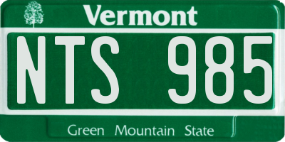 VT license plate NTS985