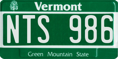 VT license plate NTS986
