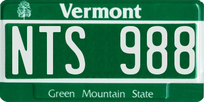 VT license plate NTS988