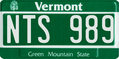VT license plate NTS989