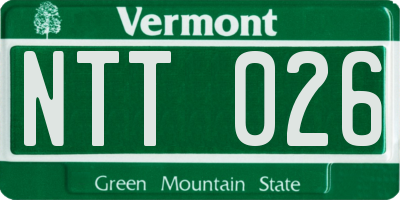 VT license plate NTT026
