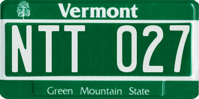 VT license plate NTT027