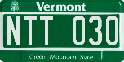 VT license plate NTT030