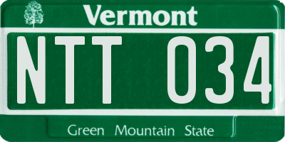 VT license plate NTT034
