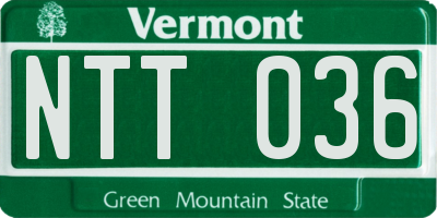 VT license plate NTT036