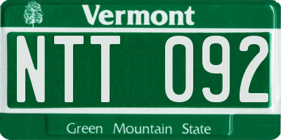 VT license plate NTT092