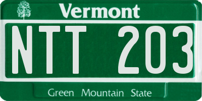 VT license plate NTT203