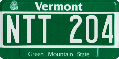 VT license plate NTT204