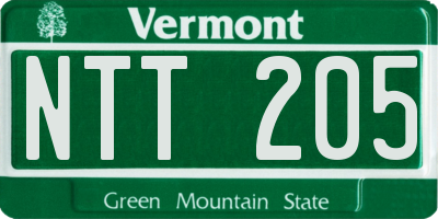 VT license plate NTT205