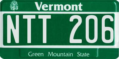 VT license plate NTT206
