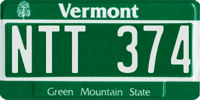 VT license plate NTT374