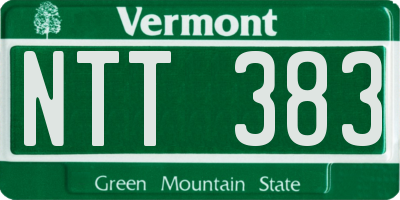 VT license plate NTT383