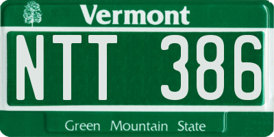 VT license plate NTT386