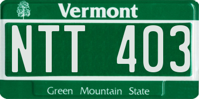VT license plate NTT403