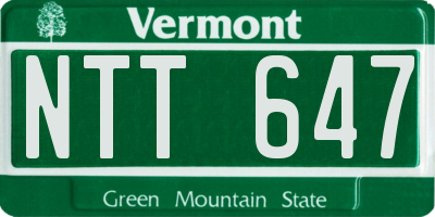 VT license plate NTT647