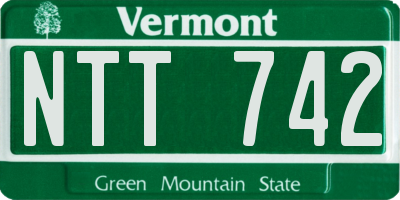 VT license plate NTT742