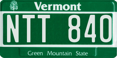VT license plate NTT840
