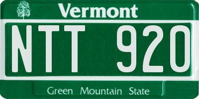 VT license plate NTT920