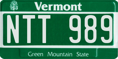 VT license plate NTT989