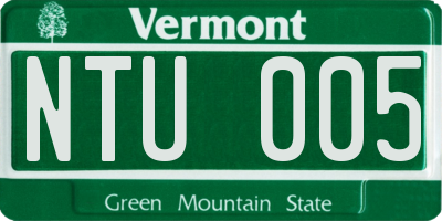 VT license plate NTU005