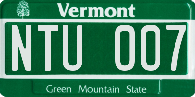 VT license plate NTU007