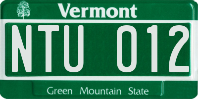 VT license plate NTU012