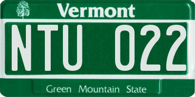 VT license plate NTU022