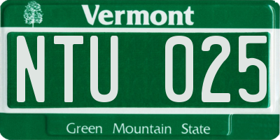 VT license plate NTU025
