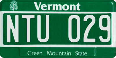 VT license plate NTU029
