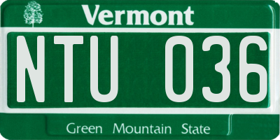 VT license plate NTU036