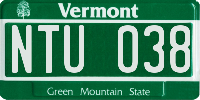 VT license plate NTU038