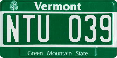 VT license plate NTU039