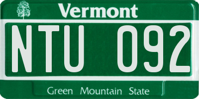VT license plate NTU092