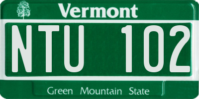 VT license plate NTU102