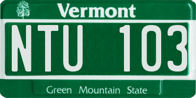 VT license plate NTU103