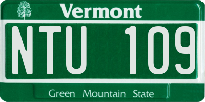 VT license plate NTU109