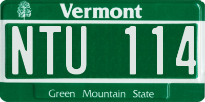 VT license plate NTU114