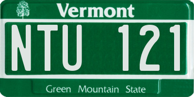 VT license plate NTU121