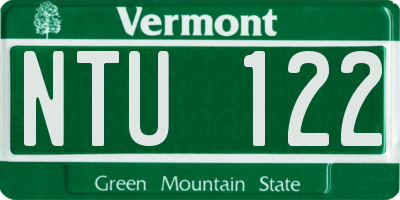 VT license plate NTU122