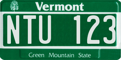 VT license plate NTU123