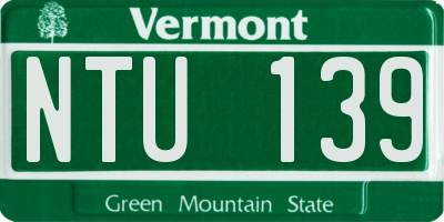 VT license plate NTU139